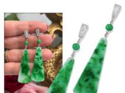Understanding Fei Cui: The Trade Term Now Found on Jade Reports Elegant green jade drop earrings with silver accents.