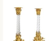 Bayreuth: Carved Rock Crystal Candlesticks