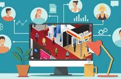 Value at NAJA’s ACE©IT Conference: August 9-10 – an Online Event People interacting in a virtual office environment displayed on a laptop screen.