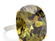 A Heritage Auction Marathon: Over 500 items – an All Day All Night Sale, Featuring “the Big Olive”! A ring with a large yellow-green gemstone and a silver band.
