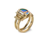 Canadian Gemmological Association Announces Canadian Jewellery Design Contest Winners! Elegant gold ring with a colorful striped inlay design.
