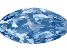 Sotheby’s High Jewelry Geneva Auction Featuring Fancy Color Diamonds and No Heat Kashmir Sapphires – The 10.08-carats Fancy Vivid Pink was Pulled A sparkling blue marquise-cut gemstone.