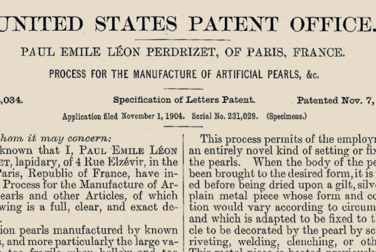 United States Patent Office: Process for the Manufacture of Artificial Pearls